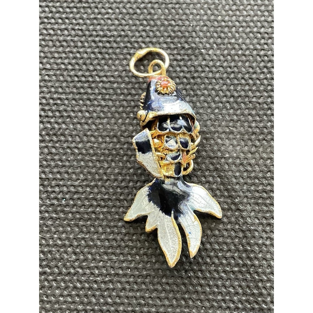 vintage articulated koi fish pendant Blue White Enamel Cloisonné Estate Jewelry